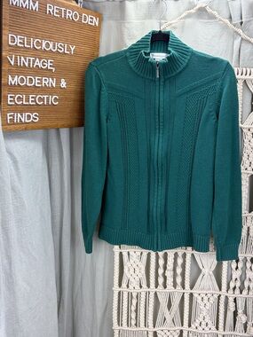 Christopher & Banks Teal Zip-Up Cowl Neck Sweater | Medium